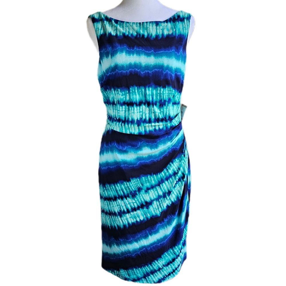Anne Klein Sleeveless Tie-Dye Dress Women's 12 Vibrant Abstract Business Casual